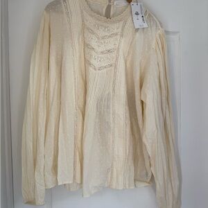 Cream Lace Detail Women's Top